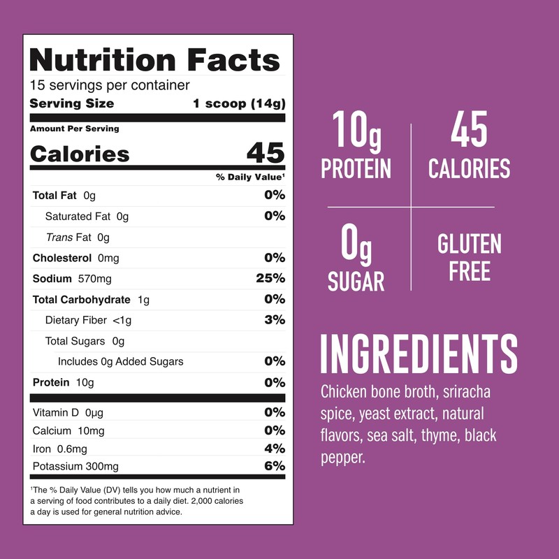 LonoLife Sriracha Chicken Bone Broth Powder Mix | 10g Protein