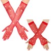 TouKingda Women's Sparkly Mesh Fingerless & Long Fish Net Gloves, 2 Pairs - Red
