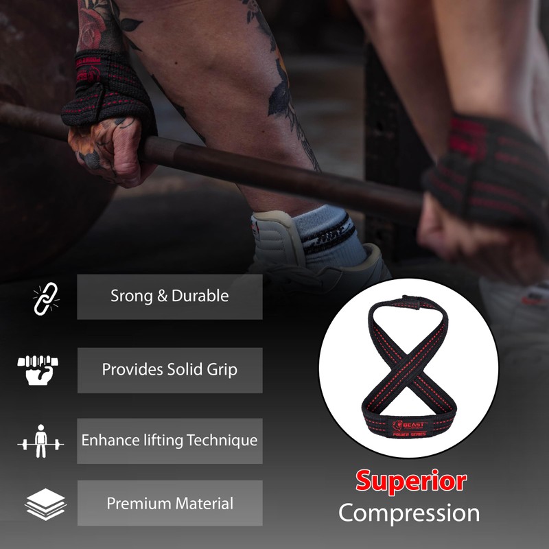 Beastpowergear Figure 8 Strap | Heavy Duty Deadlift Weight Lifting