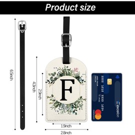 Zewurtuw 2 Pack Initial Letter Luggage Tag Monogram Tag PU Leather Monogrammed Suitcase Tags Cute Leaves Aesthetic Travel Bag Labels for Women Girls(Letter-F)