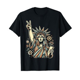 Hippie Statue of Liberty 4th of July Groovy Outfit Hippie T-Shirt
