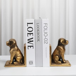 Mervkis Book Ends for Shelves to Hold Books Heavy Duty,Decorative Bookend for Bookshelf Décor,Cute Animal Dog Book Stopper Labrador Retriever Statues for Home, Office Desk Decoration,1pair