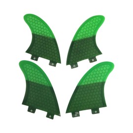 UPSURF Surfboard Fins Double Tabs K2.1 Size, Set of 4, Surfing Carbon (Green)