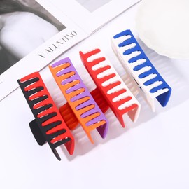 Large Rectangle Hair Claw Clips Game Day Hair Accessories Big Two Tone Open Square Hair Claw Strong Hold Jaw Clip Oversized Non-slip Sports Fans Hair Clips for Women Girls (Game Day Claw clip)