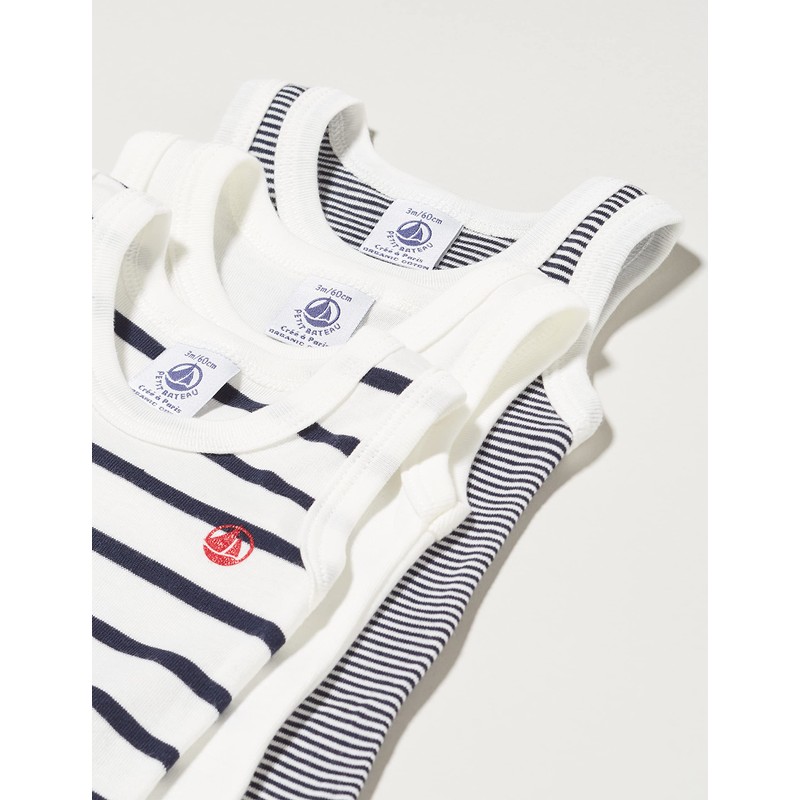Petit Bateau A02EI, Body senza maniche (Pacco da 3) Unisex