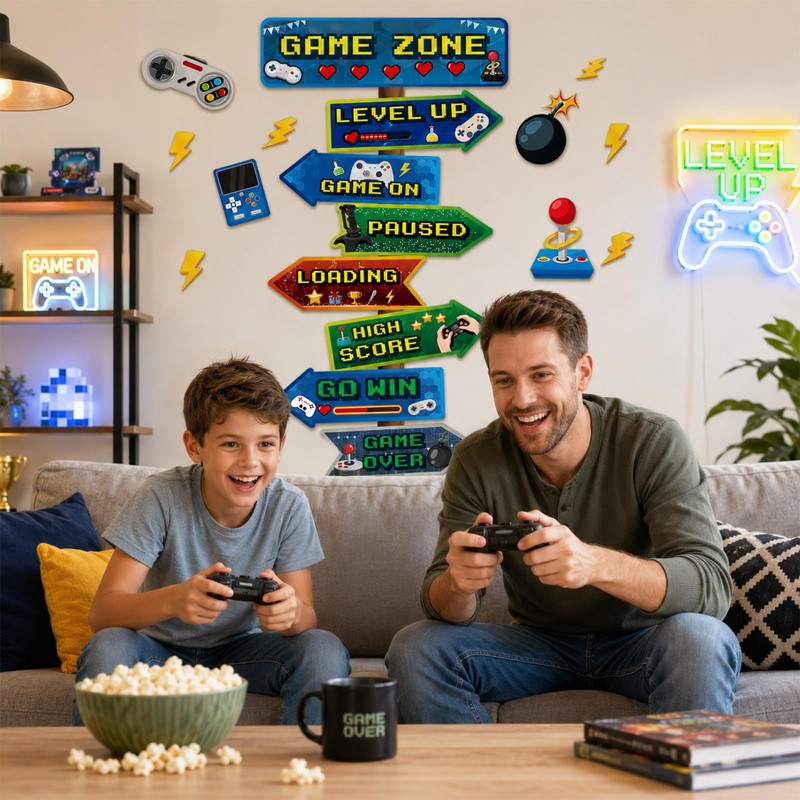 Video Game Theme Bulletin Board Set Directional Signs Level up