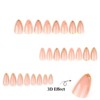 24Pcs Almond Press on Nails Medium Fake Nails Golden 3D