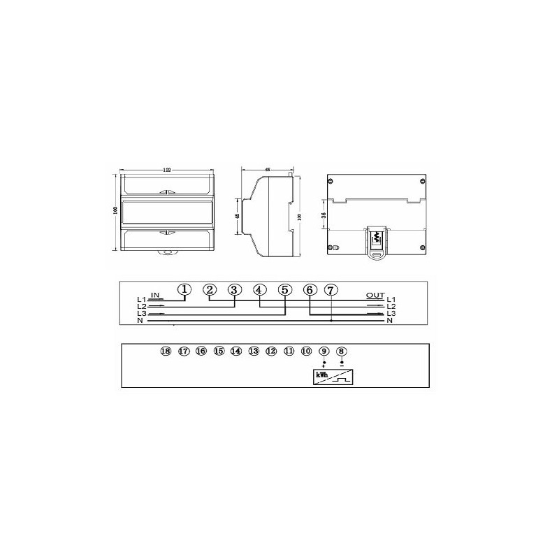 Three-phase electricity meter, high current intermediate meter, 380/400 V kWh,