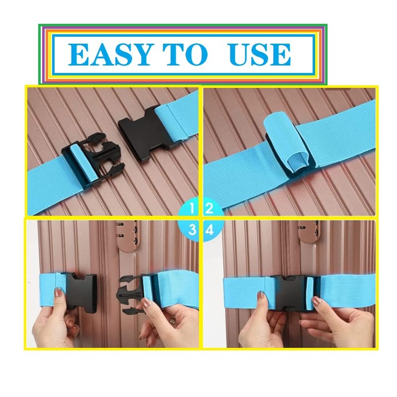 FIVEAN 4 Pack Adjustable Luggage Straps, Blue, 46"-78" / 100-188cm