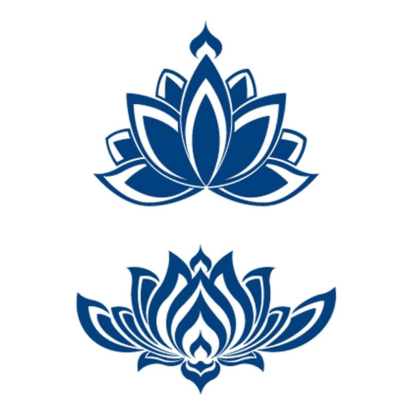 GZX059 060 Temporary Butterfly Tattoo Lotus Flowers Tattoo Semi-Permanent Tattoo