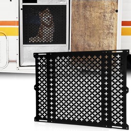 Gisafai 20 Inch High Adjustable Rv Door Screen Protector Adjusts from 21''- 35'' Aluminum Rv Screen Door Protector for Dog Grille Alloy Screen Door Grill Screen Defender for Rv Door, Black