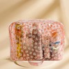 TotePrint Orang Daisy Pattern PVC Washing Cosmetic Bag Portable for