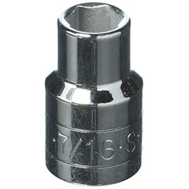 SK Hand Tool 40114 1/2 in. Drive 6-Point Fractional Standard Chrome Socket “ 7/16 in, Cold Forged Steel Socket with SuperKrome Finish, Made in USA