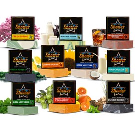 10 PACKS Shower Star Bar Soap Body Wash For Men 5 Oz Daily Use Natural Shower Soap Men's Soap Long Lasting Freshness Olive & Natural Oils NonGMO No Parabens Cool Mint Herb Green Forest & MORE GIFT BOX