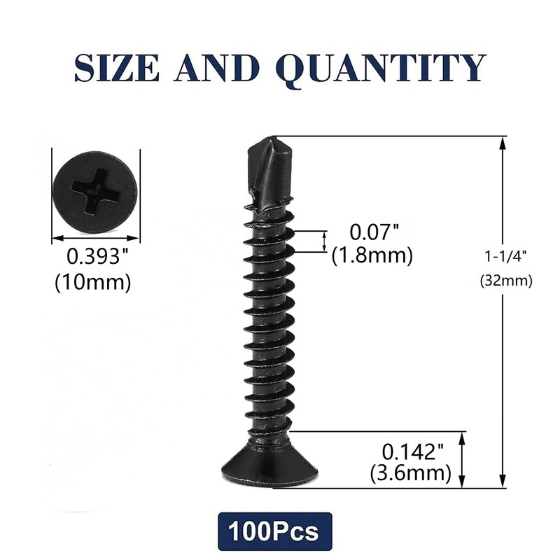 #12 x 1-1/4" Sheet Metal Screws 100Pcs 410 Stainless Steel