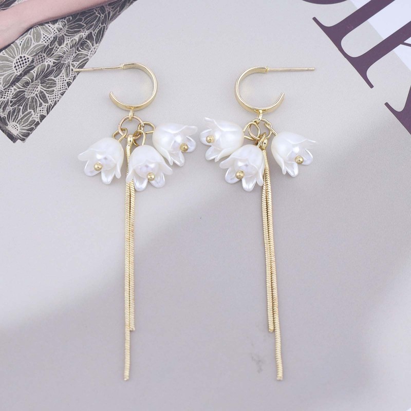 Atentuyi Boho Wedding Orchid Flower Drop Dangle Earrings Gold Long