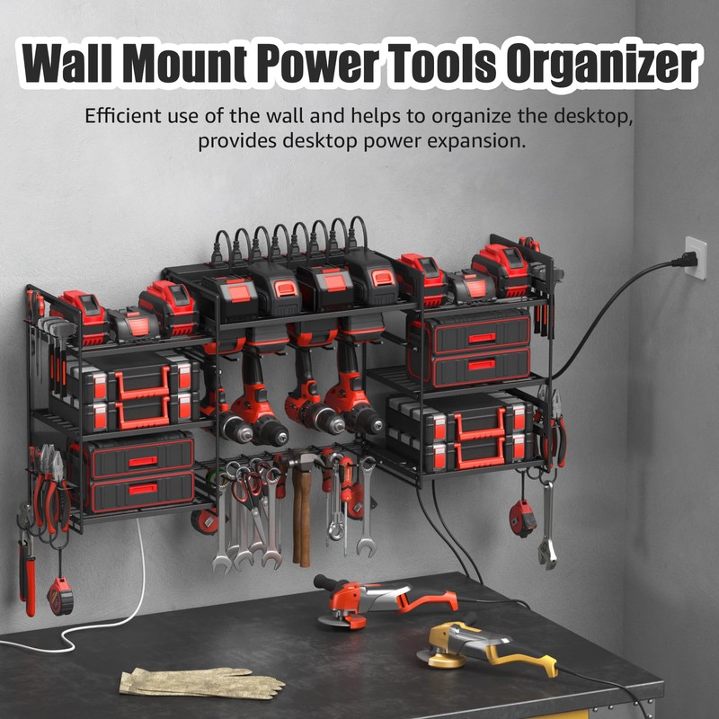 CCCEI Black Power Tool Organizer Wall Mount, Large Tools and