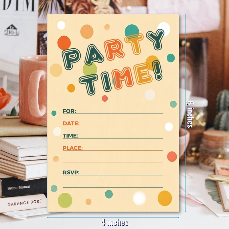 WENFLY Party Time Invitations for All Occasions, Banana Mania Polka