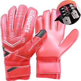 CHURACY Keeper Gloves High Grip Keeper Gloves with Finger Save Keeper Gloves (Red, No. 8)