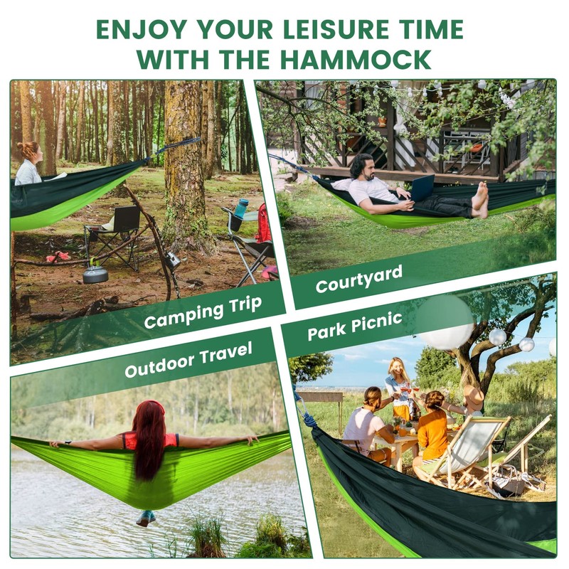 Camping Hammock, Single Hammock Premium Quality Nylon with 2 Tree