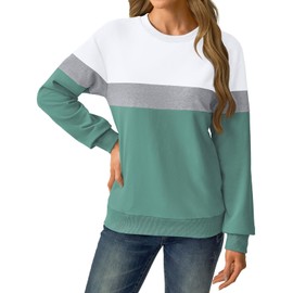 GKBK Womens Sweatshirts Long Sleeve Crewneck Tops Fall Fashion 2025 Cute Winter Loose Casual Pullover Shirts with Pockets White Mint
