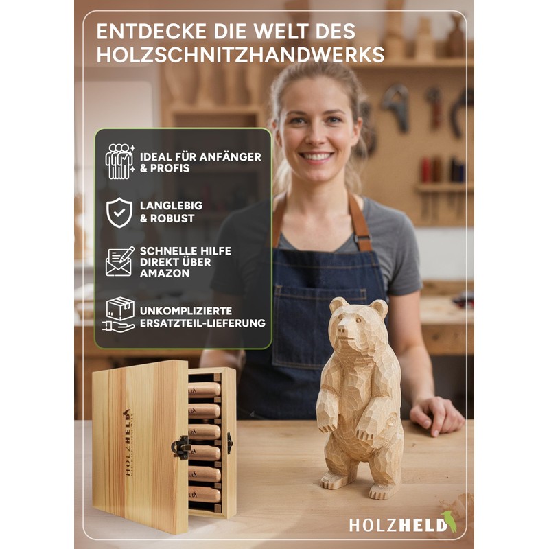 HOLZHELD - 6 Piece Woodworking Chisel Set for Hobby Craftsmen