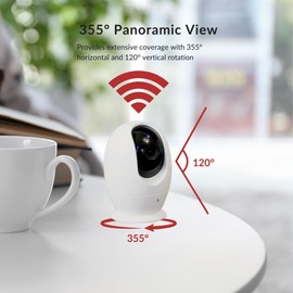 HESTIA Indoor Pan/Tilt Auto Tracking Camera with 32gb MicroSD Card, One-Touch Calling Night Colour Pet Watch Motion Tracking Camera