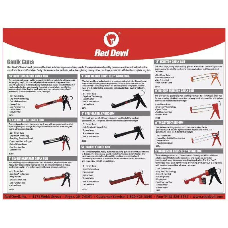 Red Devil Extreme Duty Caulk Gun 26 1 Thrust Ratio
