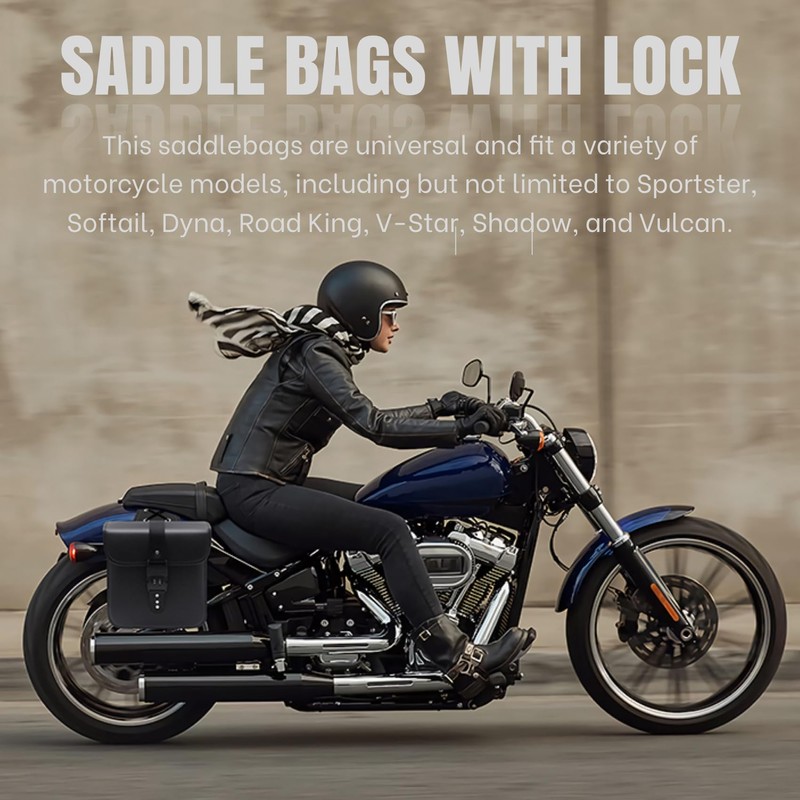 AC-MTORC PU Leather Saddlebags Saddle Bags with Lock for Harley