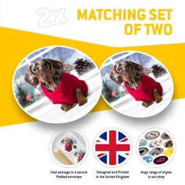 2 x Heart Stickers 10 cm - Dachshund Puppy in Red Jumper Fun Decals for Laptops,Tablets,Luggage,Scrap Booking,Fridges #16284