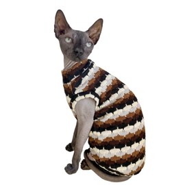 Sphynx Cat Clothes Hairless Cat Vest Elastic Cat Sweater Outfit, Pet Clothes for Sphynx Cat Coat for Cats and Small Dogs Apparel, Hairless cat Shirts Sweaters (Chestnut, Medium)