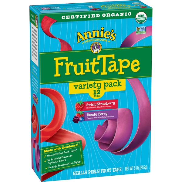 Annie's Organic Strawberry and Berry Peely Fruit Tape, Variety Pack,