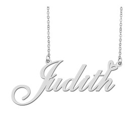 Silver Judith Name Necklace Heart Charm Pendant Stainless Steel Mother Day Jewelry for Best Friends Familys 16"