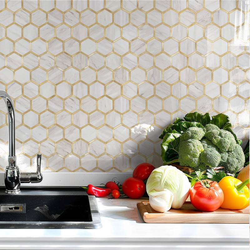 STICKGOO Hexagon Peel and Stick Backsplash Tile, Stick on Backsplash