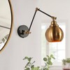 GEPOW Black Gold Swing Arm Wall Sconce, Modern Plug-in or