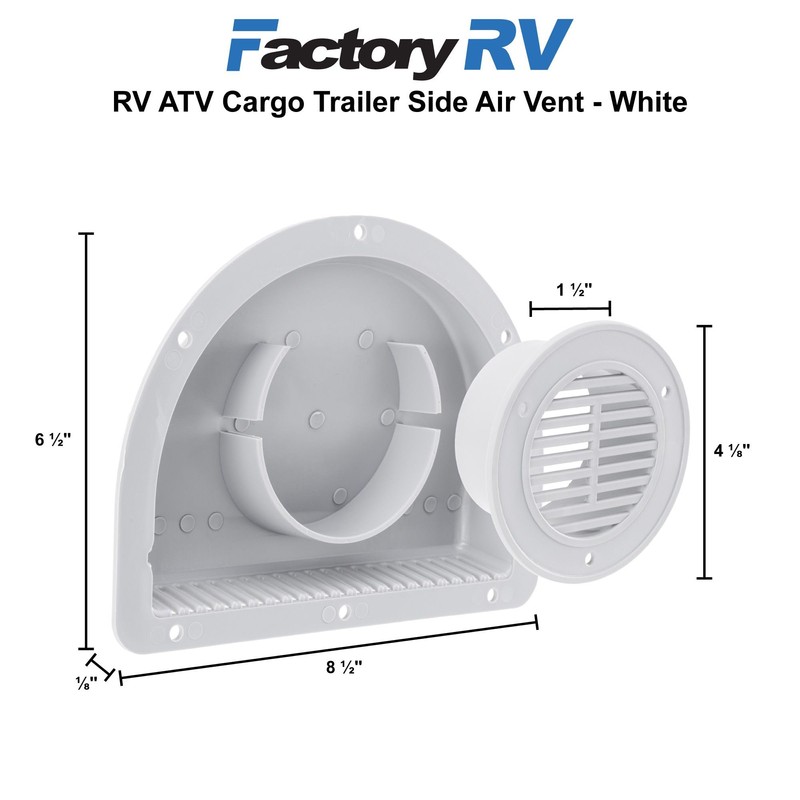 ToughGrade RV ATV Cargo Trailer Side Air Vent White