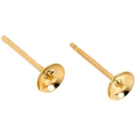 2 14K Yellow Gold Pearl Cup Earrings Settings Finding