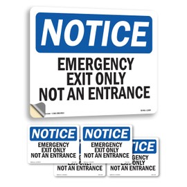 Emergency Exit Only Not An Entrance OSHA Notice Vinyl Decal Label 5 Inch x 3.5 Inch - 5 Pack