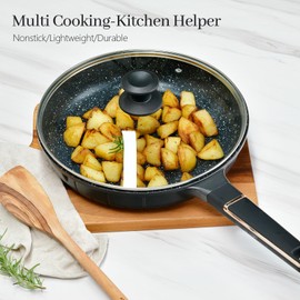 13 In Glass Lid for Frying Pan, Tempered Replacement Cover Compatible with All 13 inches Cookware for Skillets, Round Cast Iron, Cast Aluminium, Stainless Steel Pans &Pots, Black