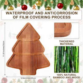 Maxcheck Christmas Wood Serving Tray Christmas Tree Shaped Wooden Platter Rustic Farmhouse 11.81 x 9.84 Inches Food Dish Plate Table Serving Platter for Christmas Charcuterie Cheese Food Fruit