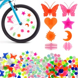 Toyvian Bicycle Beads - 252 Colourful Clip Beads Made of Plastic Bicycle Accessories Wheel Decorations for Children Girls and Boys - Various Shapes