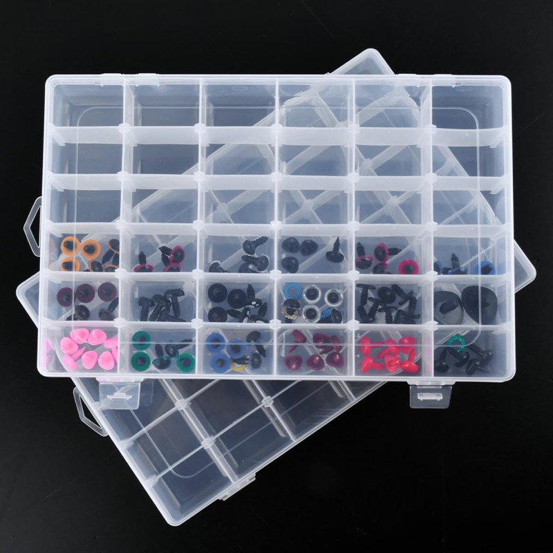 TIMESETL 2 x 36 Compartment Removable Clear Plastic Storage Boxes