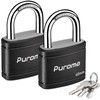 Puroma 2 Pack Keyed Padlock with 3 Keys Alike, 1.1