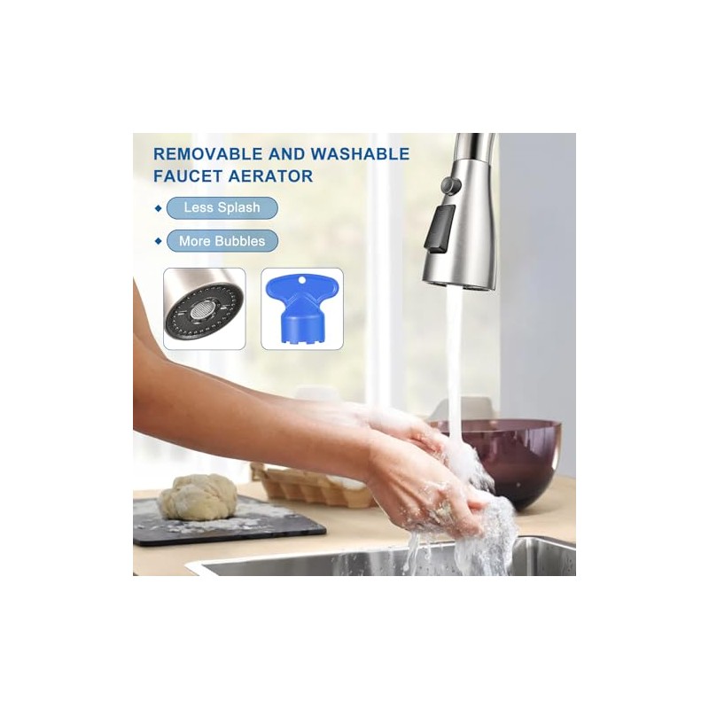 Kitchen Faucet Head Replacement, Premium 3 Function Pull Down Spray