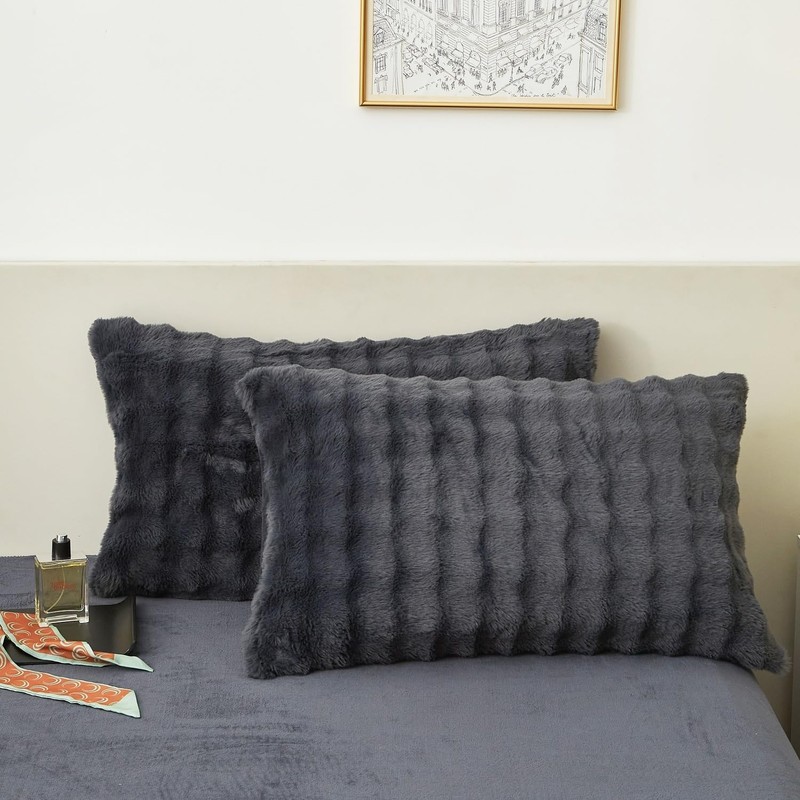 Luowei Winter Plush Bed Linen 200 x 200 cm Grey