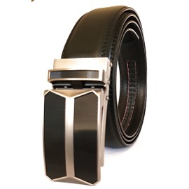 MNA Styles Leather Belts for Men, Men's Leather Dress Belt With Automatic Sliding Buckle Micro Adjustable, Ratchet Belts Men (Black)