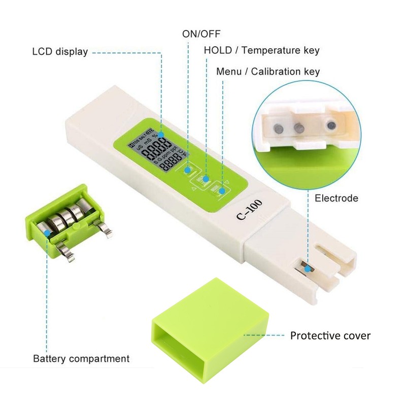 C‑100 Multifunctional Water Quality Test Pen 5 In 1 High
