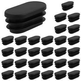 Pack of 30 Chair Leg Caps 20 x 40 mm, Rectangular Foot Caps 17 mm Height, Chair Cover Caps for Garden Chairs, Floor Protection Gliders Plugs for Pipe Furniture and End Caps