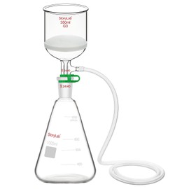 stonylab Buchner Funnel & Flask Set, 350 ml Glass Funnel with 1L Erlenmeyer Flask and Silicone Tubing for Lab Use