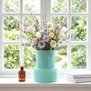 Green Ribbed Glass Vase, Modern Design Flower Vase